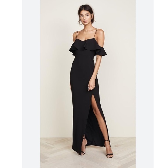 NWT Likely Dress Shania Gown Ruffle Neck in Black - Picture 1 of 6